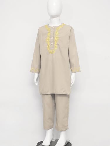 Boys Kaftan Set with Embroidered Top and Pants for Middle East Wear