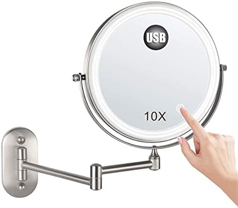 Wall-Mounted Shaving Mirror With 360 Swivel Foldable LED Light
