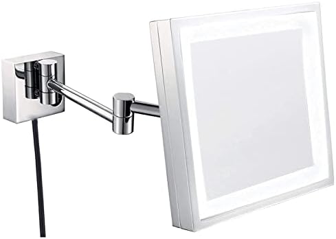 DEIHGE 8-inch LED Magnifying Mirror Wall-Mounted 360 Rotation Shaving Makeup