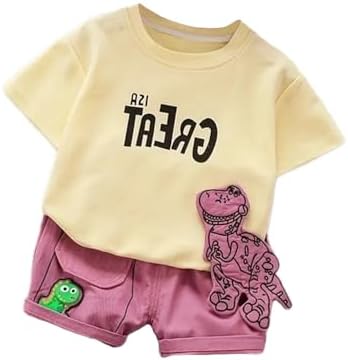 Baby Boys Summer Cartoon Decorative 2pcs Letter Printed Clothing Suit