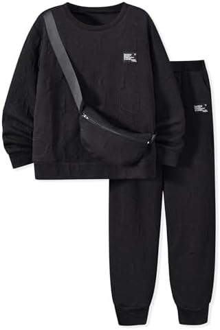 HIHA Boys Letter Print Sweatsuit Set with Bag