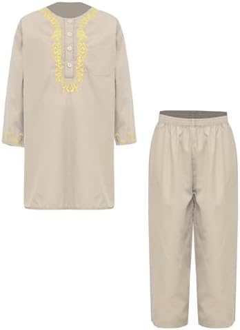 Boys Kaftan Set with Embroidered Top and Pants for Middle East Wear