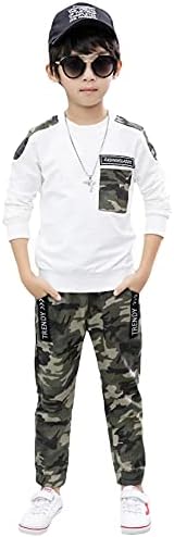 Lontakids Boys 2 Pieces Set Long Sleeve Top and Camouflage Pants