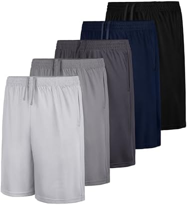 Sturdy 5-Pack Boys Shorts with Pockets Dry Fit Arch Support