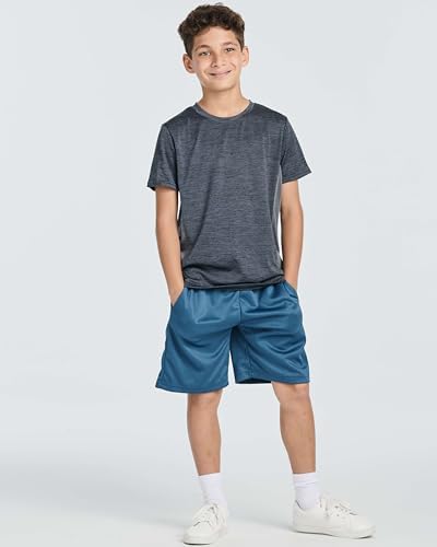 Real Essentials 5 Pack Boys Basketball Shorts with Pockets