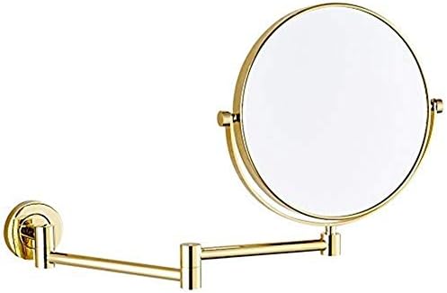Wall-Mounted 8-Inch Makeup Mirror - Extendable Brass with Gold Finish