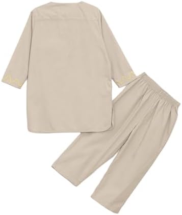 Boys Kaftan Set with Embroidered Top and Pants for Middle East Wear