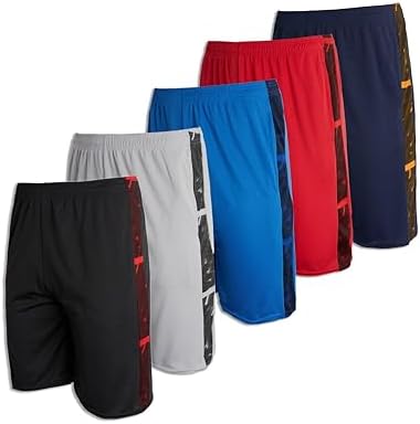 5-Pack Boys Active Basketball Shorts Set with Pockets