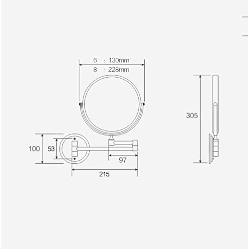 3X Magnifying Wall-Mounted Makeup Mirror Adjustable 360 Titanium 8-inch