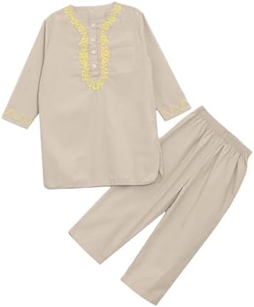 Boys Kaftan Set with Embroidered Top and Pants for Middle East Wear