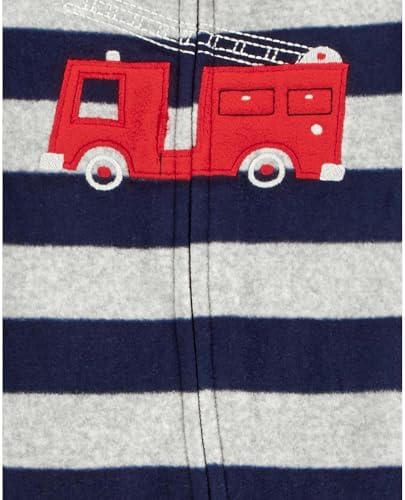 Carters Boys Interlock 115g219 Firetruck Zip-Up Fleece Sleep Play Pajama