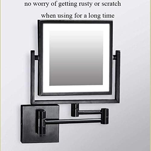 DEIHGE Wall-Mounted Makeup Mirror with LED Lighting 360-Degree Swivel