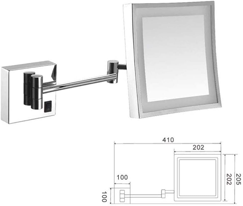DEIHGE Makeup Mirror Wall Mount Square LED Vanity Mirror with Light
