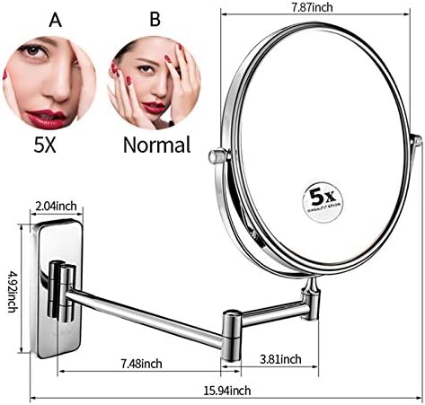 Double Sided 8-inch 360 Swivel Makeup Mirror Luxury Adjustable 3X