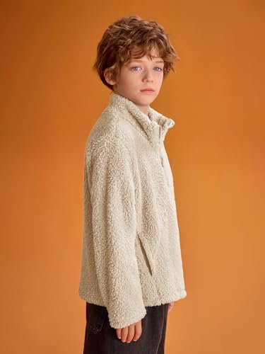 Haloumoning Boys Warm Cozy Fleece Sherpa Jacket for Kids 5-14 Years