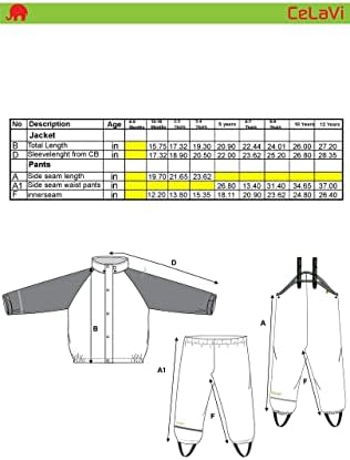 CeLaVi European Kids Rain and Snow Suit for Boys Girls