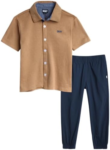 DKNY Boys 2 Piece Summer Set - Shirt and Tech Pants