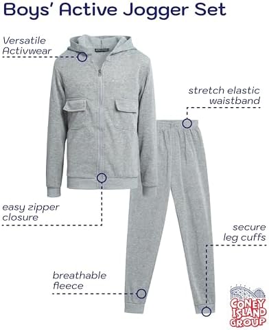 Coney Island Boys Active Sweatsuit Set - 2-Piece Fleece Hoodie and Jogger Pants