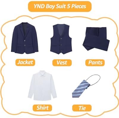 YND Boys Slim Fit 5-Piece Suit Set