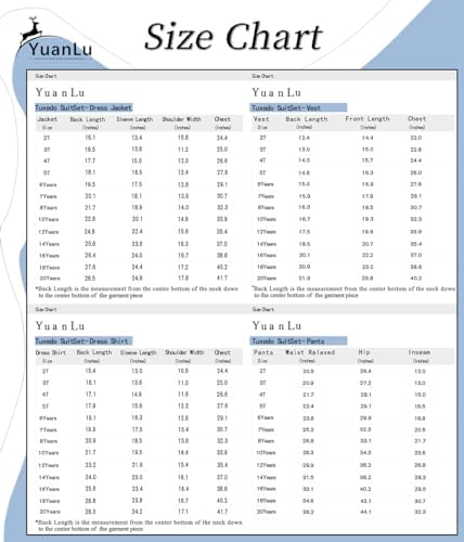 YuanLu Boys Suit Formal Wedding Ring Bearer Outfit 5 Piece Slim Fit