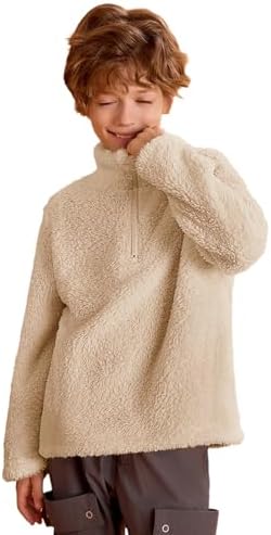 Haloumoning Boys Warm Cozy Fleece Sherpa Jacket for Kids 5-14 Years