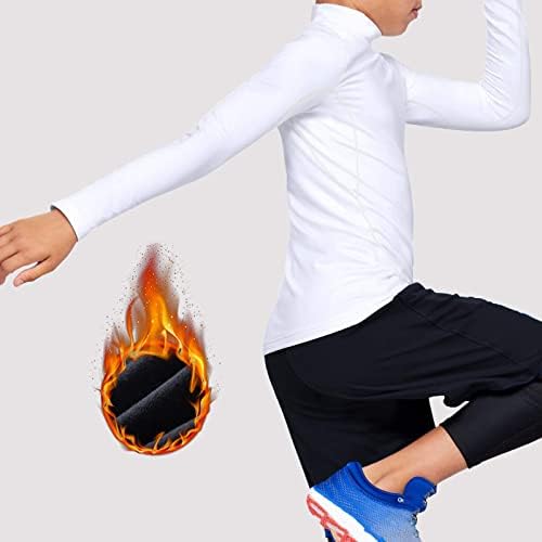 Youth Thermal Compression Shirt Fleece Lined Turtle Neck Active Base Layer 1