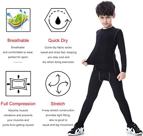 Youth Boys Compression Baseball Shirts Pants Set