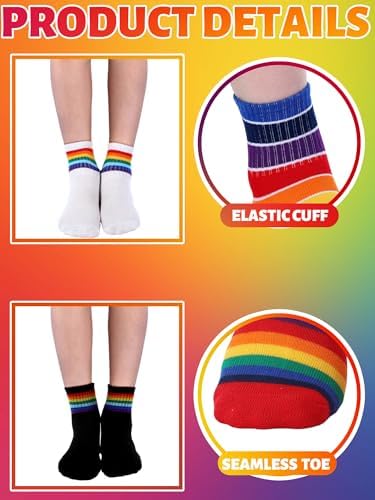 FourluooRainbow Stripe Kids Boys Calf Socks 6 Pairs Breathable and Stylish