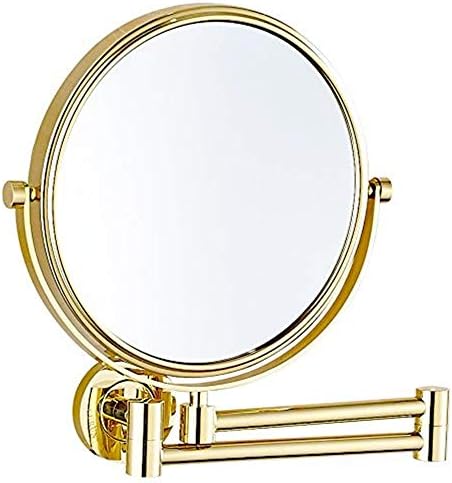 Wall-Mounted 8-Inch Makeup Mirror - Extendable Brass with Gold Finish