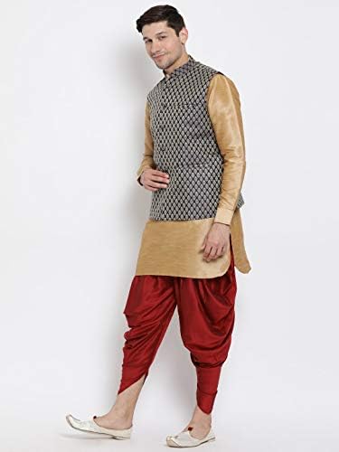 VASTRAMAY Baap Beta Gold Ethnic Set