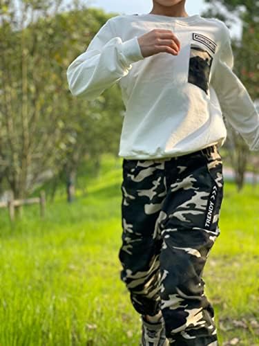 Lontakids Boys 2 Pieces Set Long Sleeve Top and Camouflage Pants