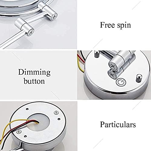 DEIHGE Makeup Mirror Wall Mounted with 360 Rotation and LED Light