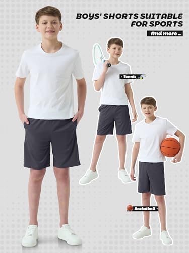 Sturdy 5-Pack Boys Shorts with Pockets Dry Fit Arch Support