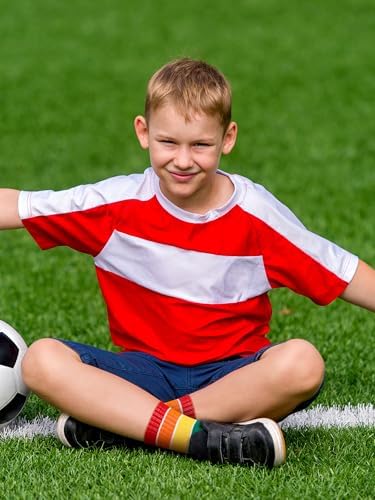 FourluooRainbow Stripe Kids Boys Calf Socks 6 Pairs Breathable and Stylish