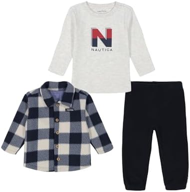 Nautica Boys 3PC Shacket Pants Set Premium Pad