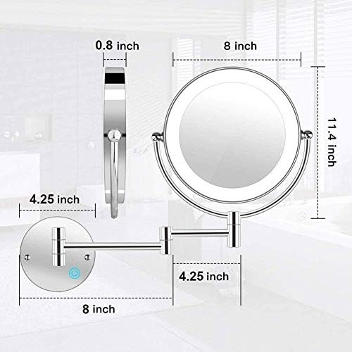 8 Inch Wall Mounted Makeup Mirror 5X Double Sided