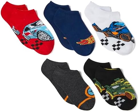 Hot Wheels Boys Race Car Socks 5-Pack