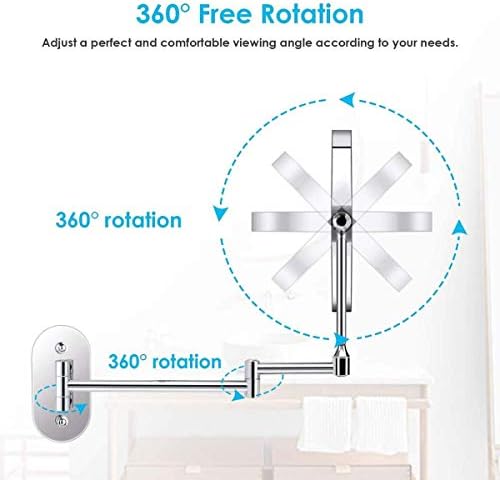 LCARY 360-Degree Rotating Wall-Mounted Makeup Mirror