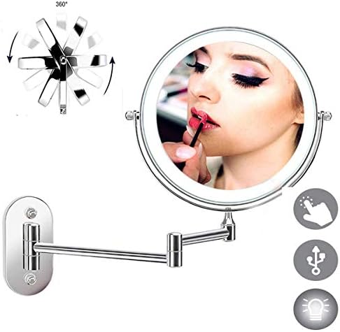 LCARY 360-Degree Rotating Wall-Mounted Makeup Mirror