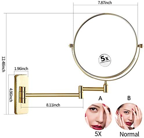 NOVOCE Makeup Mirror 8 Inch Adjustable 3X Foldable Wall Mount