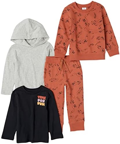 Amazon Essentials Boys and Toddlers Long-Sleeve Outfit Set Pack of 4