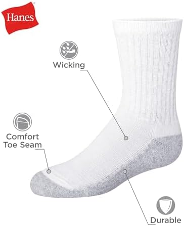 Hanes Boys Uniform Crew Socks