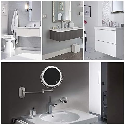 Wall-Mounted Shaving Mirror With 360 Swivel Foldable LED Light