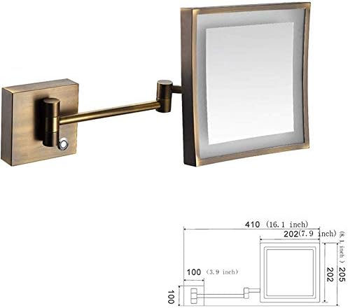 Wall-Mounted Makeup Mirror with 3X Magnification and LED Light