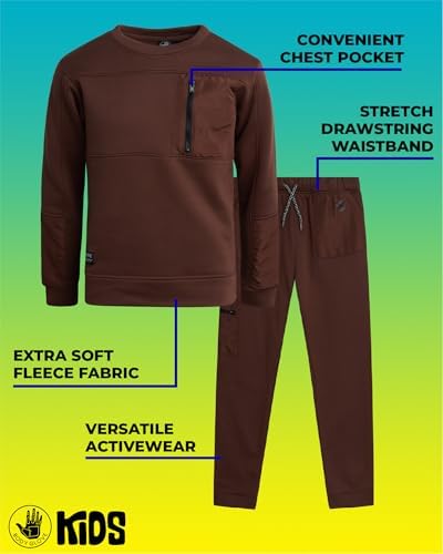 Body Glove Boys Jogger Set - Cozy Fleece Pullover Jogger Pants 8-12