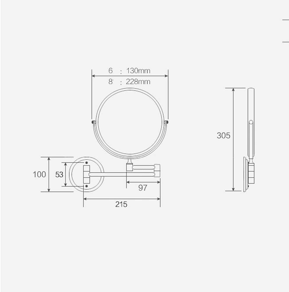 3X Magnifying Wall-Mounted Makeup Mirror Adjustable 360 Titanium 8-inch