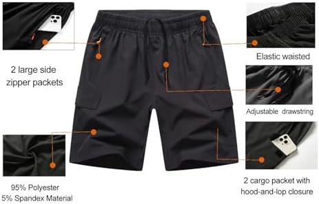 HONCAN Boys Cargo Short Quick Dry Hiking Shorts