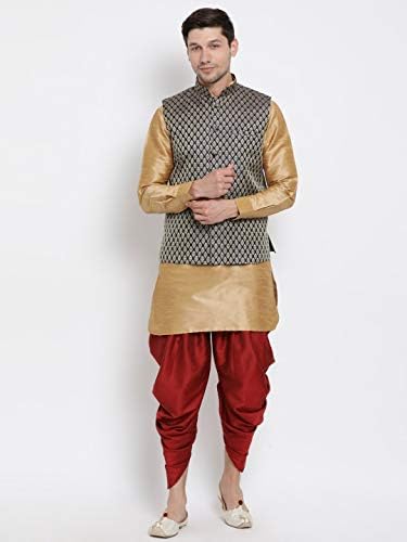 VASTRAMAY Baap Beta Gold Ethnic Set