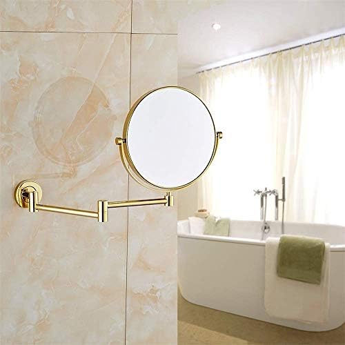 Wall-Mounted 8-Inch Makeup Mirror - Extendable Brass with Gold Finish