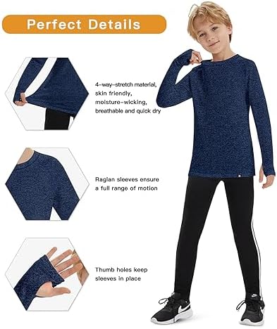 Soneven Youth Boys Girls Thermal Compression Shirt